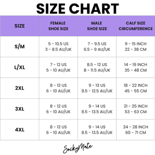 Knee-high compression socks size chart – US sizing